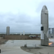 Starship SN15 after landing, and prior to the flames being doused.